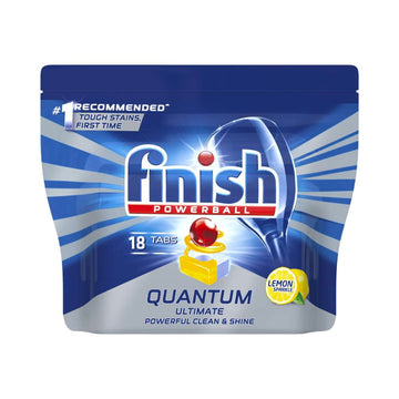 8 Pack x Finish Powerball Quantum Ultimate Dishwasher 18 Tablets Lemon Sparkle